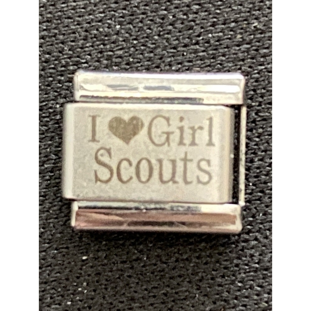 Uberry Italian Charm 9mm OS Silver New I Love Heart Girl Scouts Stainless Link